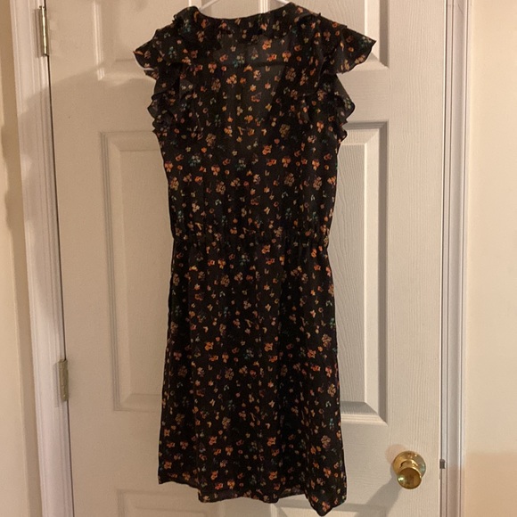 I ❤️ Ronson Flutter Sleeve Dress Black Floral Tie Waist Pockets Size XS - Picture 5 of 5